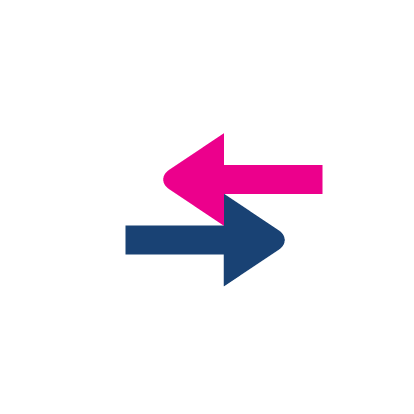 a blue and pink arrows